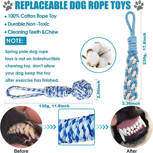Outdoor Dog Bungee Tug Toy - Spring Pole Rope Tether for Aggressive Chewers, Interactive Solo Play for Large Dogs