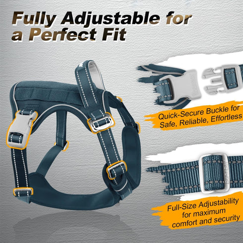 BARKBAY Service Dog Vest | Tactical Dog Harness for Medium Large Dogs | No Pull, Adjustable, Reflective, Legion Blue, L