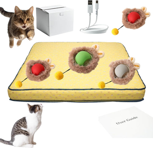 Interactive Cat Toys for Indoor Cats, Fast Rolling Ball in Play Mat,