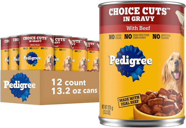 Pedigree Wet Dog Food, Choice Cuts Adult Canned Dog Food with Beef,