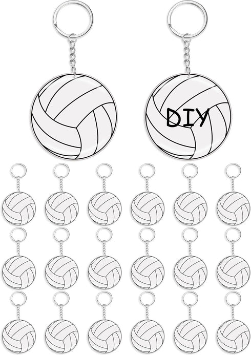 Taiyin Volleyball Acrylic Keychain Bulk for Sports, Volleyball Gift Party Bag Stickers Reward with 1 Black Marker.