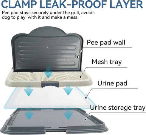 23.5"x23.5" 4 PAWISE Male Dog Pee Pad Holder with High Wall, Indoor Potty Tray for Medium/Large Dogs, Reusable Large