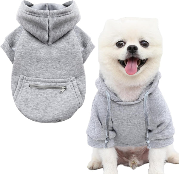 Jecikelon Pet Dog Cold Weather Coat with Pocket, Winter Dog Hoodie for Small Dogs Chihuahua (Small, Y02-Grey)