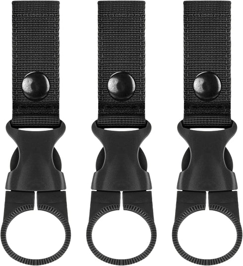 IronSeals Nylon Tactical Gear Clip - Carabiner Water Bottle Buckle Hook Holder for Hiking, Camping