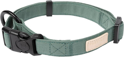 FuzzYard Life Stylish Dog Collars | Size M | Premium Cotton Design in Myrtle Green for Everyday Wear
