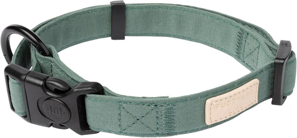 FuzzYard Life Stylish Dog Collars | Size M | Premium Cotton Design in Myrtle Green for Everyday Wear