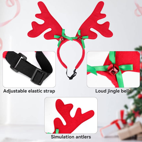 BWOGUE 2 Set Dog Elk Reindeer Antler Headband for Christmas Pet Costume, Accessories for Small and Medium Dogs Cats