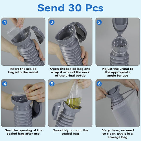 Pee Bottles for Men, Adjustable Emergency Urinal, Car Pee Bottle for Men and Women, Portable Toilet for Car, Shrinkable