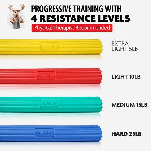 Flex Resistance Bar for Physical Therapy by DMoose - Non-Slip Odorless TPE Material Exercise Bar