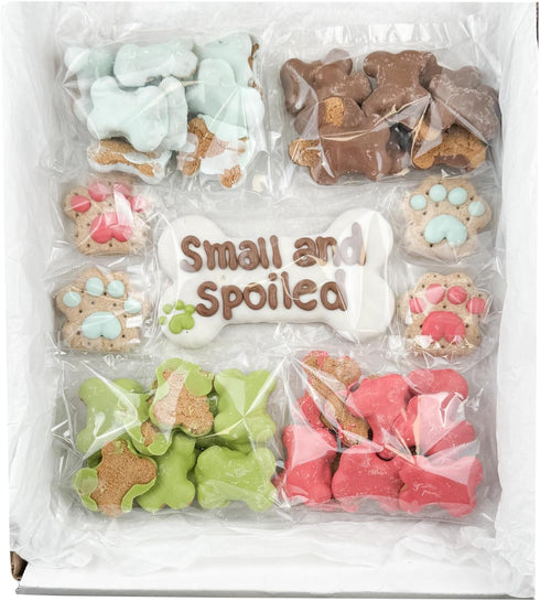 Wufers Small Dog Spoiled Dog Cookie Box - Handmade Hand-Decorated Treats for Small Dogs, Gift Box with Local Ingredients