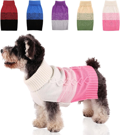 ASENKU Warm Dog Sweater for Small Medium Dogs - Thick Pullover Turtleneck Sweater for Fall Winter Clothing