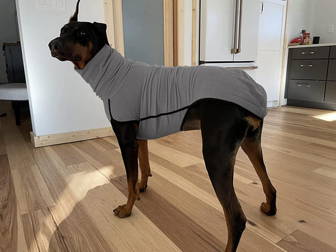 Esobo Fleece Dog Coat, Winter Warm Doggie Turtleneck Jacket for Small Medium Large Dogs, Cozy Grey Vest