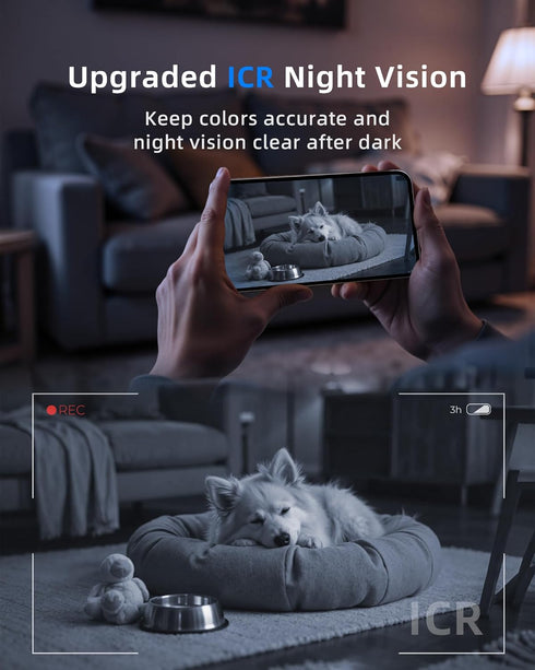 Andyssey 4MP 5G/2.4G 6 360Pan 2.5K 256GB Indoor Camera WiFi Tilt Supports MicroSD up to (No Card) Plug-in Pet Camera