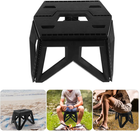UPKOCH Portable Small Folding Stool, Collapsible Plastic Camping Chair with Handle, Outdoor Fishing Seat for Travel