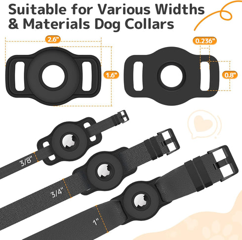 Airtag Dog Collar Holder: 2 Pack Soft Silicone Holder for Pet Dogs Cats Collar, Sturdy Protective Case, Compatible with