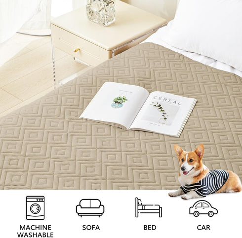 hyha Waterproof Dog Blanket, Soft Pet Bed Cover, Reversible Washable Sofa Couch Cover for Dogs (82x82 Inch, Taupe/Beige)