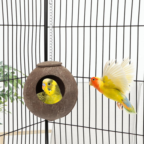 Hypeety Natural Coconut Hideaway - Parrot Birds Toys Decorative Bird Nest Cage for Pet