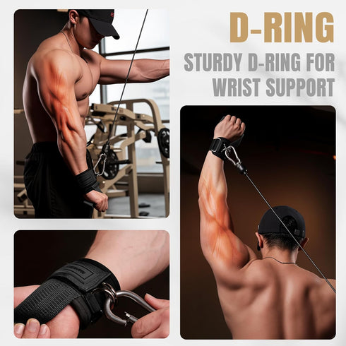 10mm MANUEKLEAR Non-Slip Wrist Straps for Weightlifting Deadlifting, Gym Lifting Straps with D Rings for Cable Machine