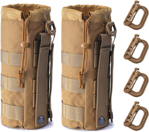 Upgraded Tactical Drawstring Molle Water Bottle Holder, Tactical Pouches