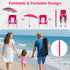 330lbs (1,Pink) GYMAX Beach Chair with Umbrella, Folding Low Beach Chairs with High Back, Adjustable Sunshade & Carry