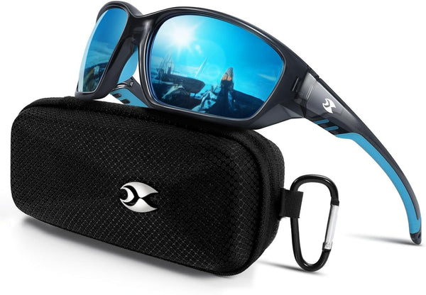 Sports Polarized Sunglasses for Men Women, UV400 Protection Wrap Around Goggles for Fishing Driving TR90