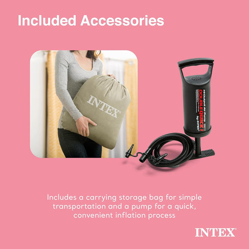Intex Kids Travel Air Mattress Inflatable Bed with Raised Sides and Hand Pump - Portable Blow-Up Toddler Traveler Bed