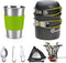 Odoland Camping Cookware Stove, Carabiner Canister Stand, Tripod, Stainless Steel Cup, Fork Spoon Kit