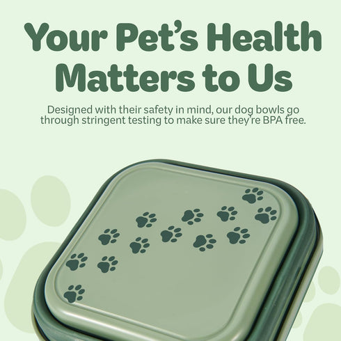 Collapsible Dog Water Bowl 30oz - 2 in 1 Portable Travel Food Bowl with Lid, Easy Carry Handle for Pets