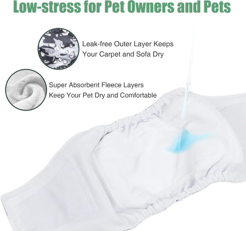 (Pack 3) wegreeco Washable Male Dog Diapers of - Washable Male Dog Belly Wrap (Camo, XS)