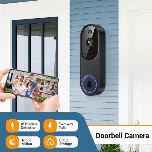 Crashirano 1080p 2.4G Wireless Cameras & Monitor Video Doorbell Camera for Home Security, Pet dog Monitor, Cloud
