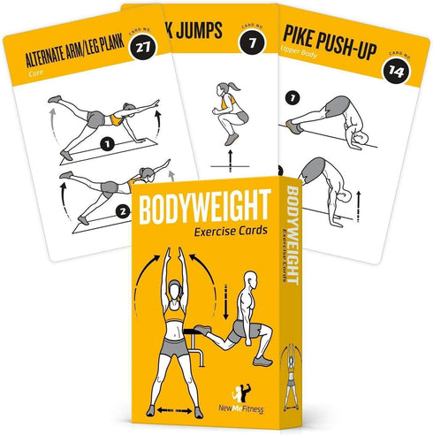 NewMe Fitness Bodyweight Workout Cards, Instructional Fitness Deck for Home or Gym