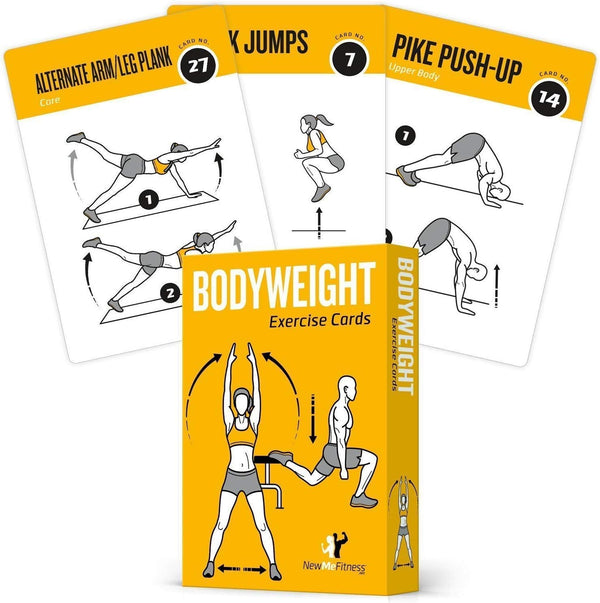 NewMe Fitness Bodyweight Workout Cards, Instructional Fitness Deck for Home or Gym