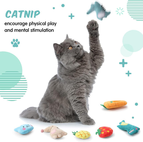 Gejoy 20 Pieces Catnip Toys for Indoor Cat Plush Kitten Cat Chew Toys Catnip Kitten Entertaining Interactive