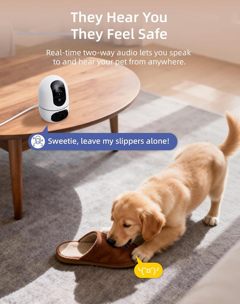 VIRTAVO 360 2Way 6 (2.4GHz/5GHz), Pet Camera Indoor for Dogs & Cats, PTZ Pet Monitor with Motion Tracking, DualLens