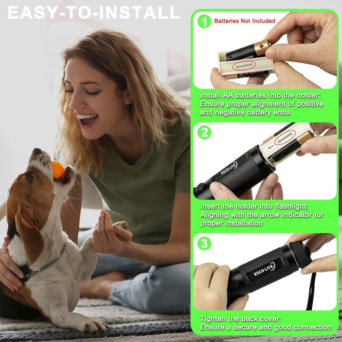 ESCO LITE UV Flashlights Black Light for Pet Urine Detection, 51 LED Flashlight for Stains