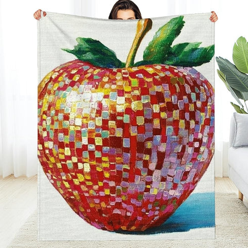 PALNKART 40x50in Apple Pointillism Durable Soft and Warm Flannel Blanket for Sofa Bed Travel Camping Chair