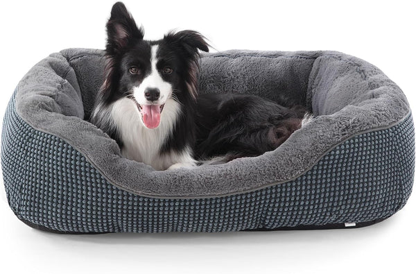 INVENHO Medium Dog Beds for Medium Dogs, Washable Rectangle Orthopedic Bed, Soft Calming Sleeping Puppy Bed, M