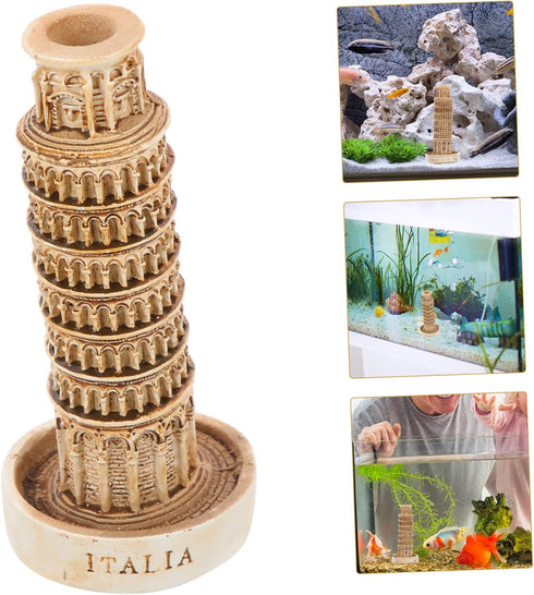 Amosfun 3pcs Leaning Tower of Pisa Model Resin Decoration Tower Collectible Figure Fish Tank Landscape Architecture Building Model Fish Tank Tower Model Italian Decor Italy Aquarium Travel by Amosfun