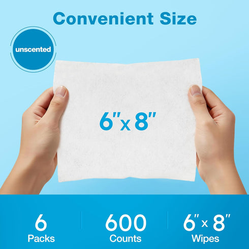 600 Count, 100% Prime Pets Dog Wipes for Paws and Butt, Pet Wipes for Dogs & Cats, Fragrance Free, Deodorizing Puppy