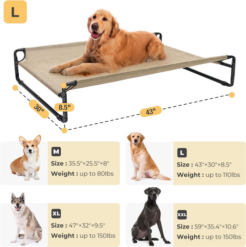 Veehoo Original Cooling Elevated Dog Bed - Outdoor Raised Cots for Large Dogs, Portable Standing Pet Bed with Washable