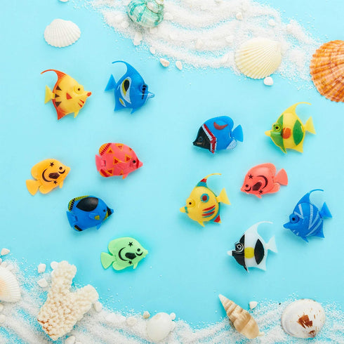 Weewooday 20 Pieces Artificial Moving Fishes - Plastic Floating Fish Ornament Aquarium Decorations for Fish Tank