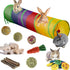 Rabbit Toys, Large Bunny Hideout Tunnel and Tube, Chew Toys for Grinding Teeth, Apple Sticks, Bamboo Carrot