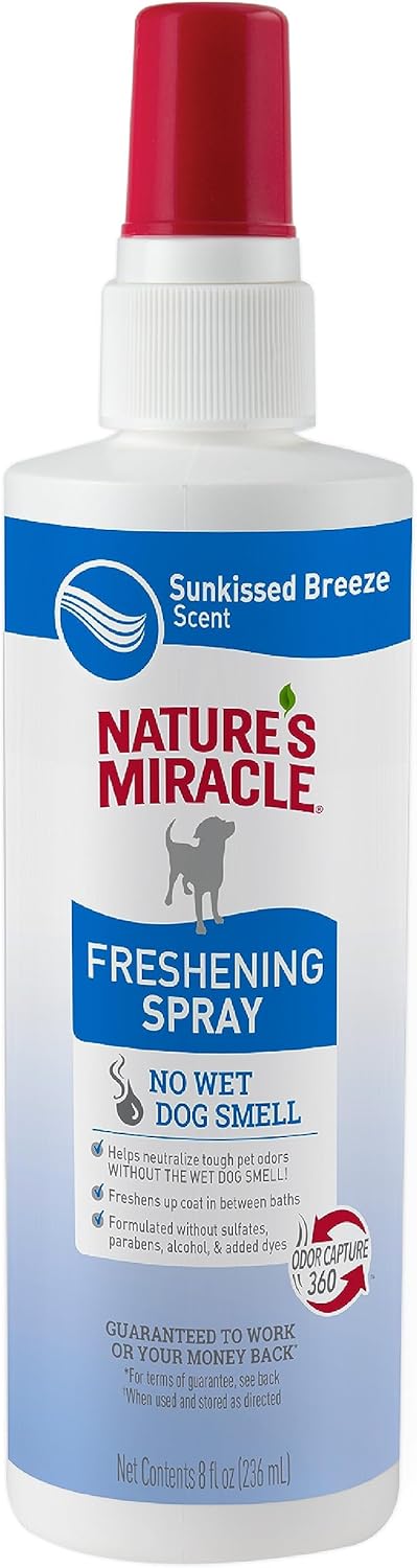 Nature's Miracle Freshening Spray for Dogs, Freshens Coat Between Baths, Neutralizes Odors, Sunkissed Breeze, 8 Ounces