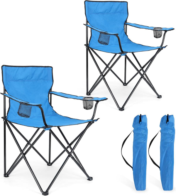 HaSteeL Foldable Camping Chair Set of 2, Folding Camp Chairs & Carrying