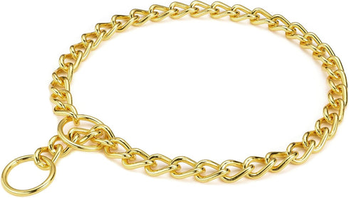 Mogoko Stainless Steel Dog Choke Chain Collar, Puppy Metal P Chain Slip Collar for Training Walking (Gold; 3.0mm; 20.0