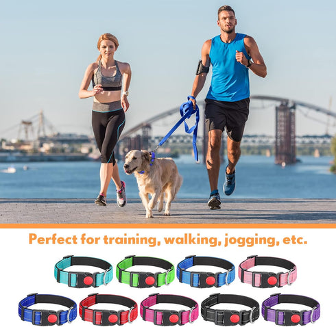 Silkfly 9 Sets Dog Collar and Leash Set, Reflective Nylon, Adjustable Dog Collar, Padded Handle, Walking Training