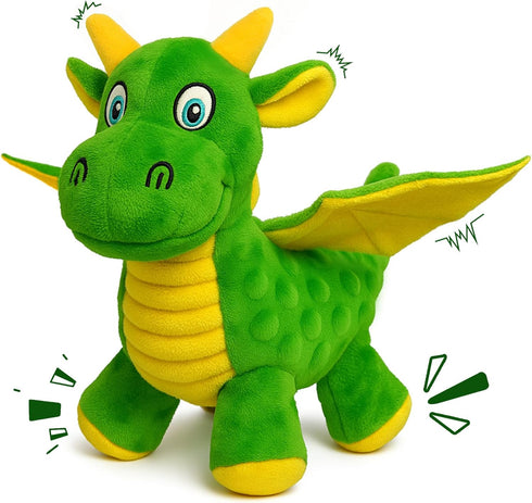 BBeary Squeaky Dog Toys - Soft Plush Dragon Dog Toy with 5 Squeakers