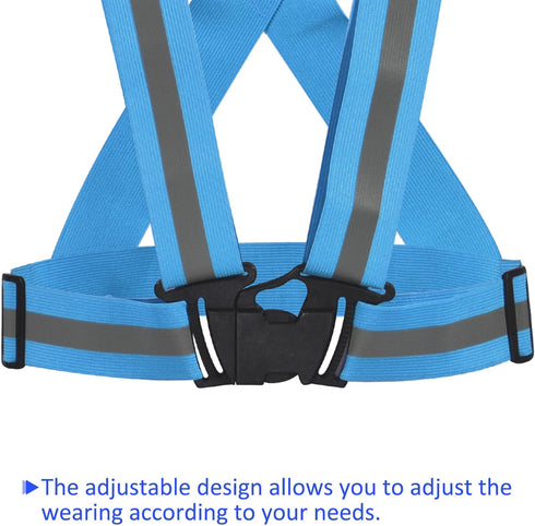 Reflective Vest, Adjustable Strip, High Visibility Safety Reflector Tape for Cycling Running Night Walking, Light Blue