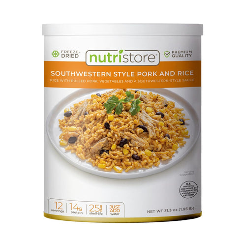 Nutristore Freeze-Dried Southwestern Style Pork and Rice - Emergency Survival Meal, 25 Year Shelf Life, USDA Inspected