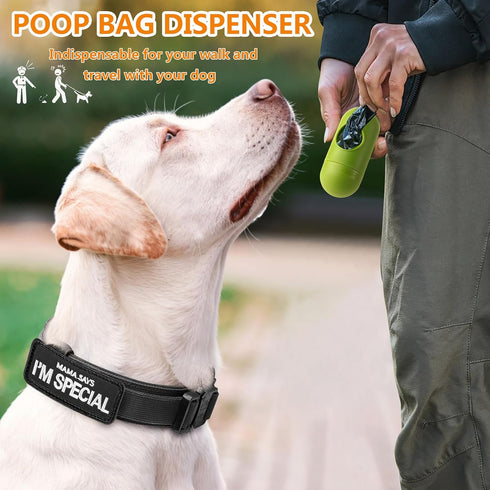 Tactical Dog Collar, Adjustable Nylon Collar with Control Handle, Heavy Metal Buckle for Medium & Large Dogs